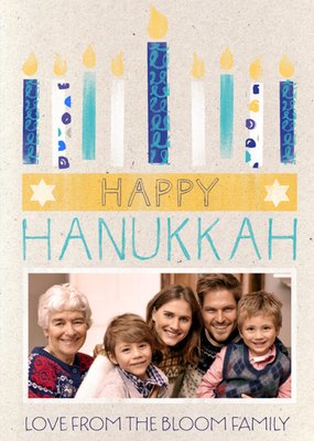 Lit Up Candles Personalised Photo Upload Happy Hanukkah Card
