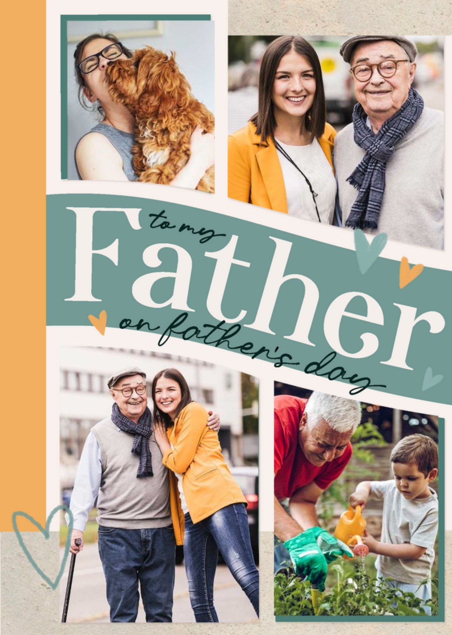 Featuring Four Photo Frames With Handwritten Typography And Hearts Father's Day Photo Upload Card Ecard