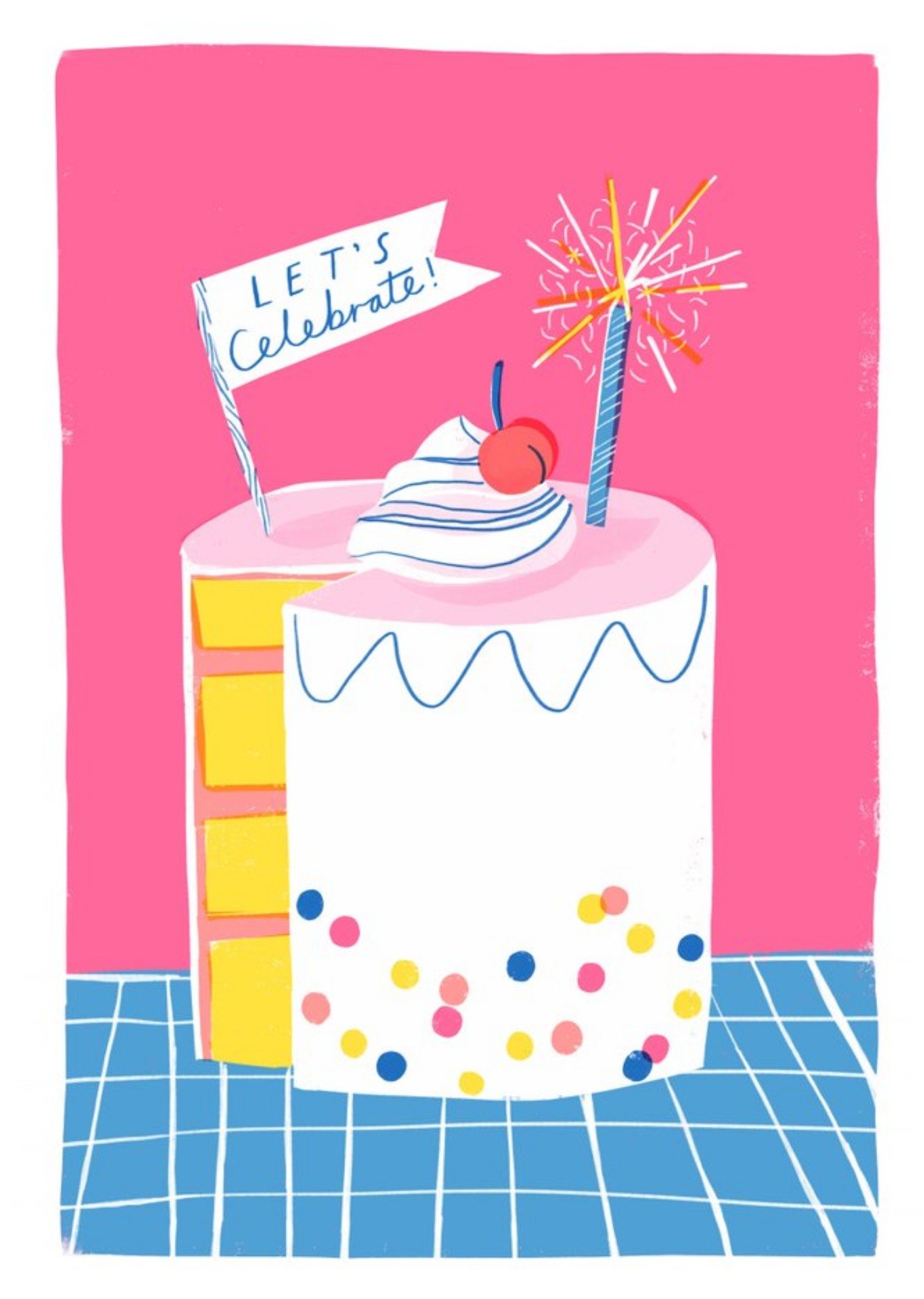 Cute Illustrated Let's Celebrate Birthday Card Ecard