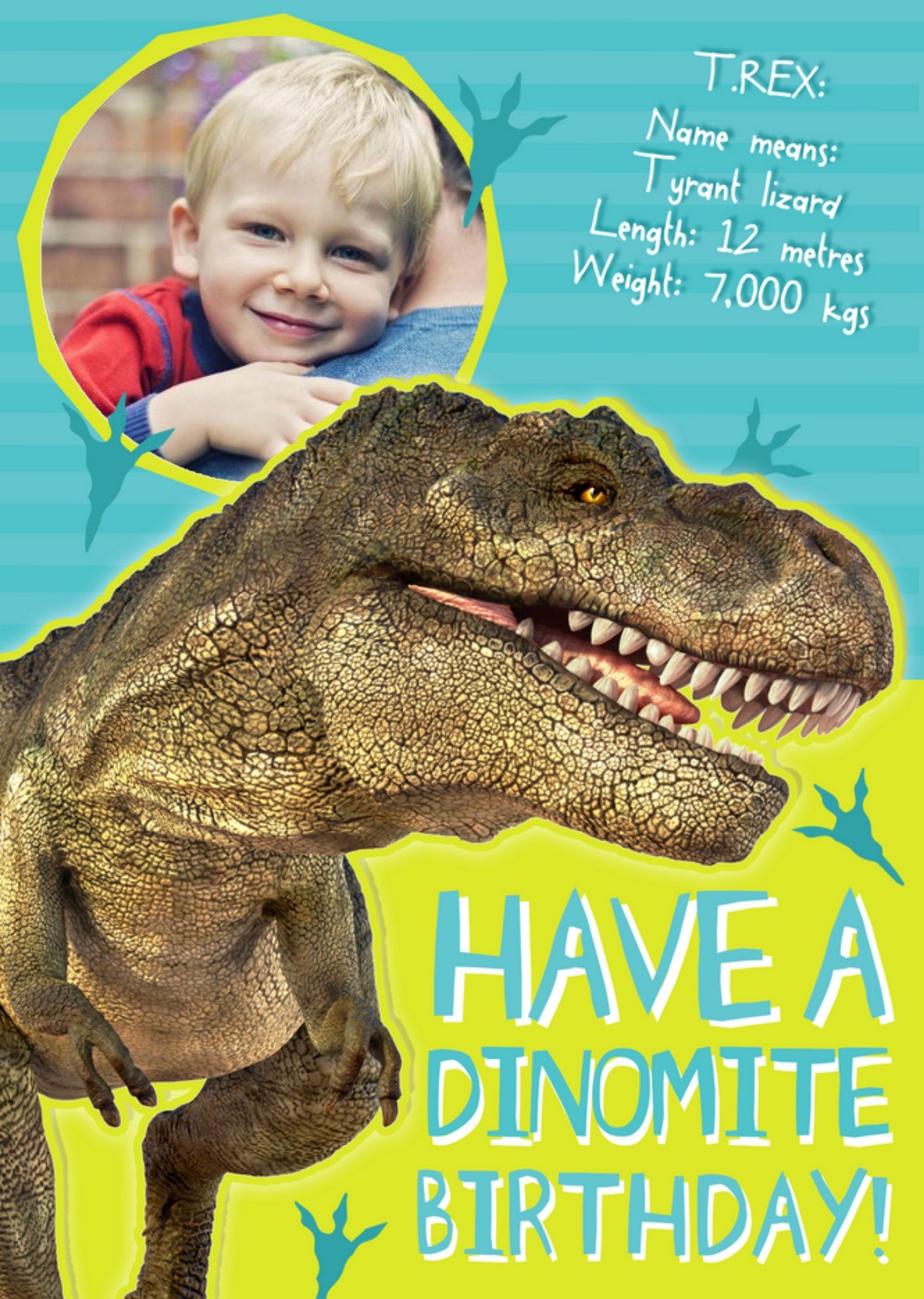 The Natural History Museum T Rex Fact Finder Dinomite Personalised Photo Upload Birthday Card, Large