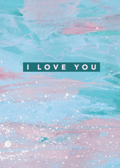 Joy Jen Studio Blue And Pink Abstract Paint Splatter Effect Valentine's Day Card