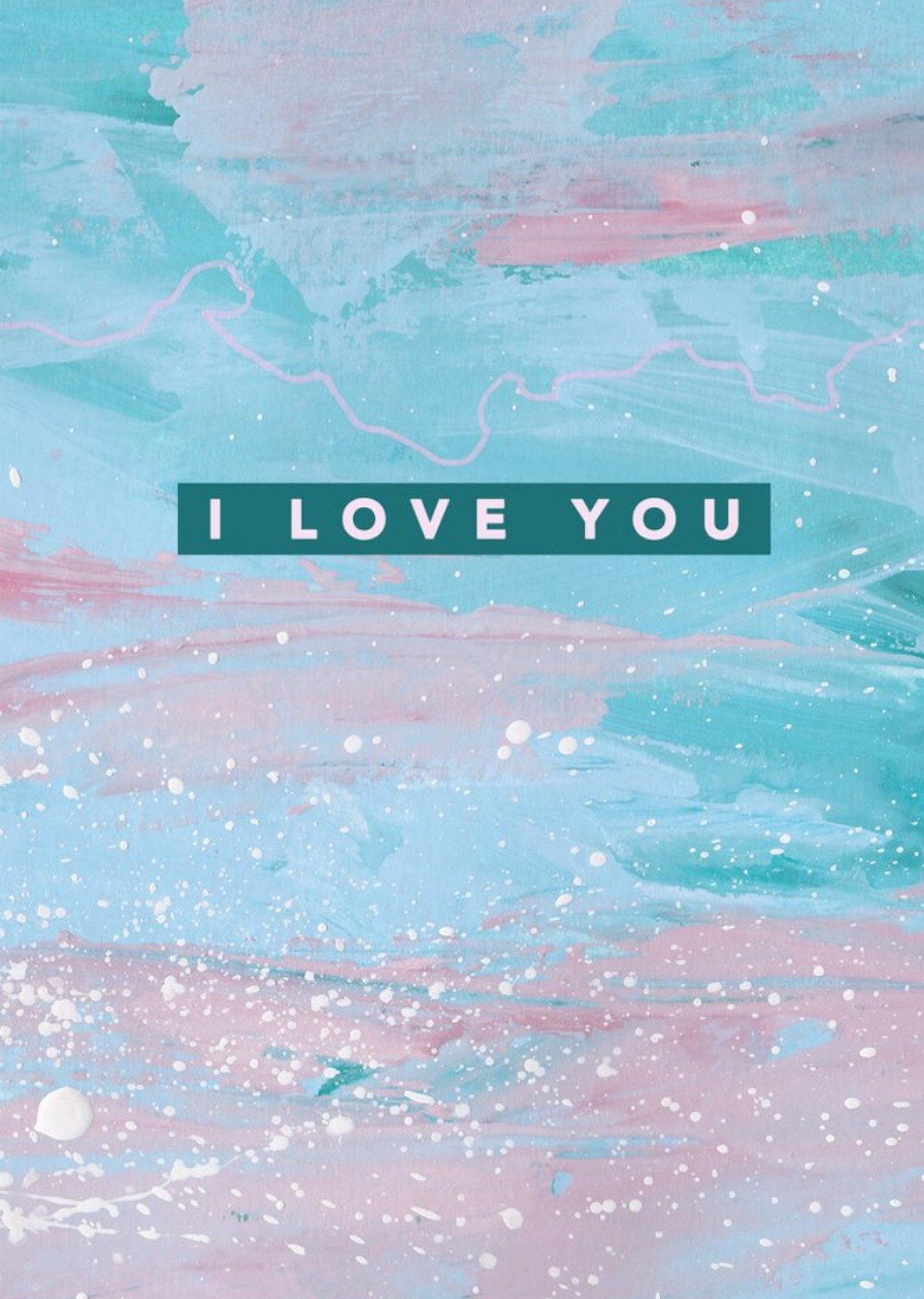 Moonpig Joy Jen Studio Blue And Pink Abstract Paint Splatter Effect Valentine's Day Card Ecard