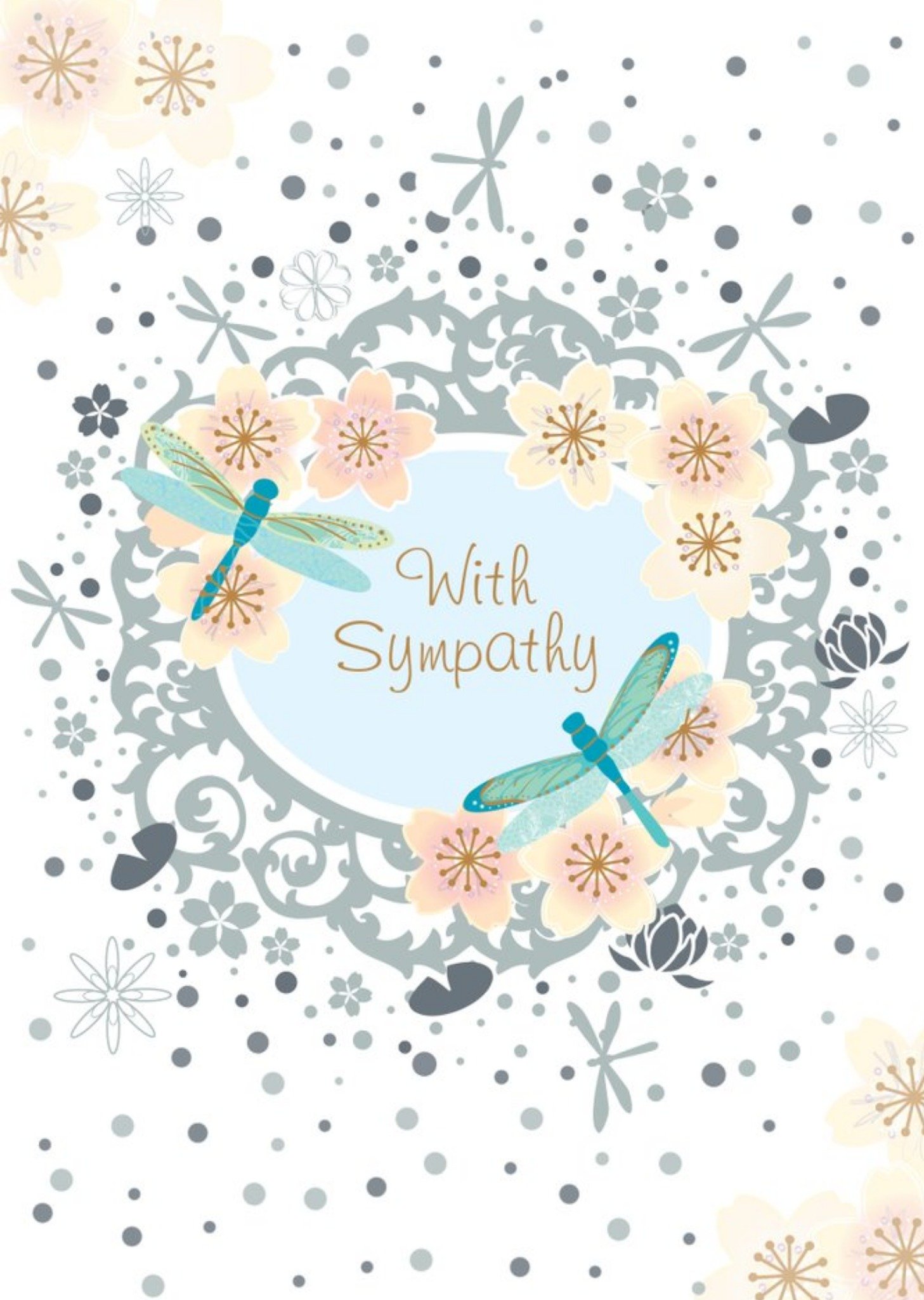 Ling Design Traditional Blossom And Dragonflies Sympathy Card, Large
