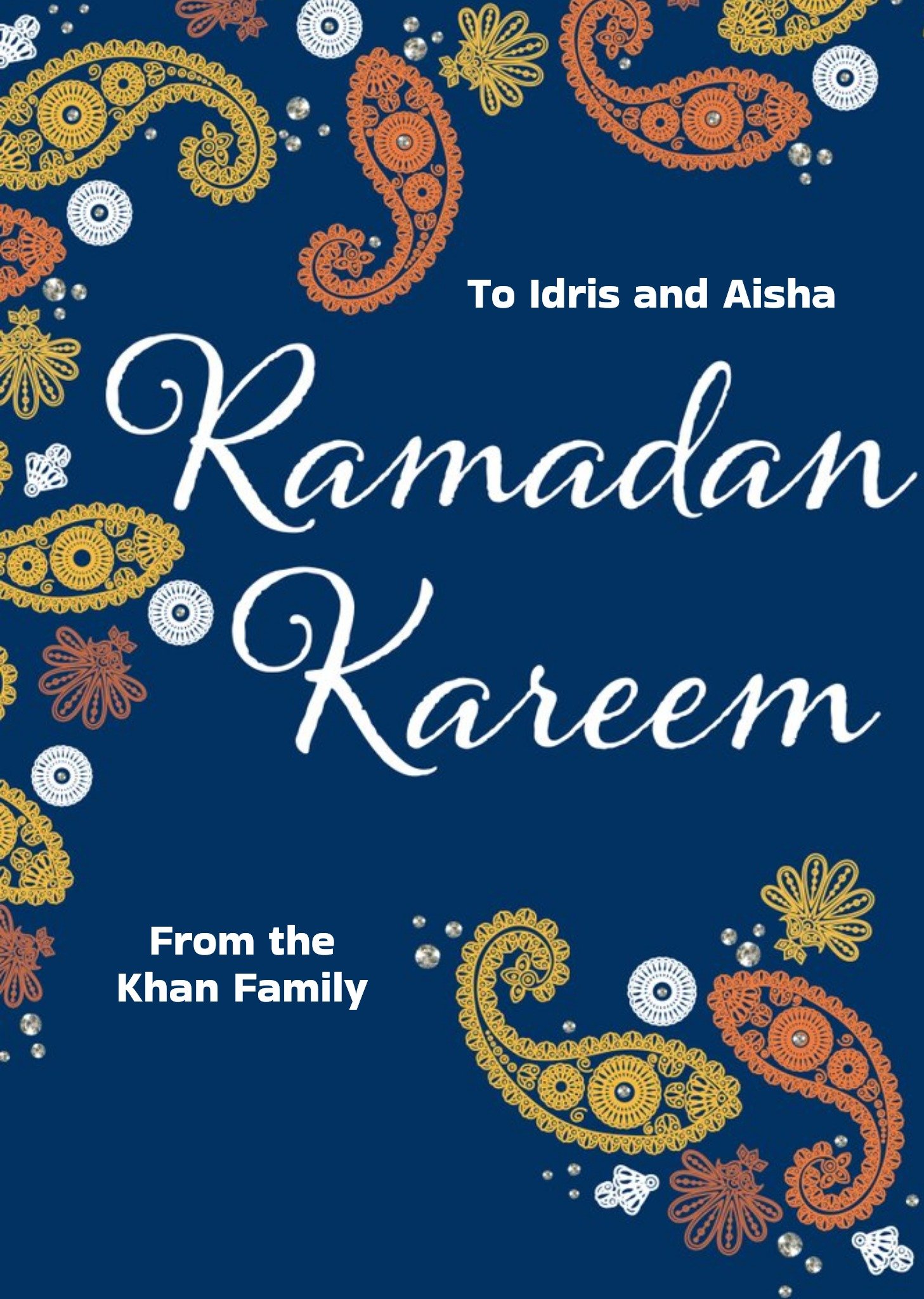 Eastern Print Studio Paisley Pattern Ramadan Kareem Card, Large