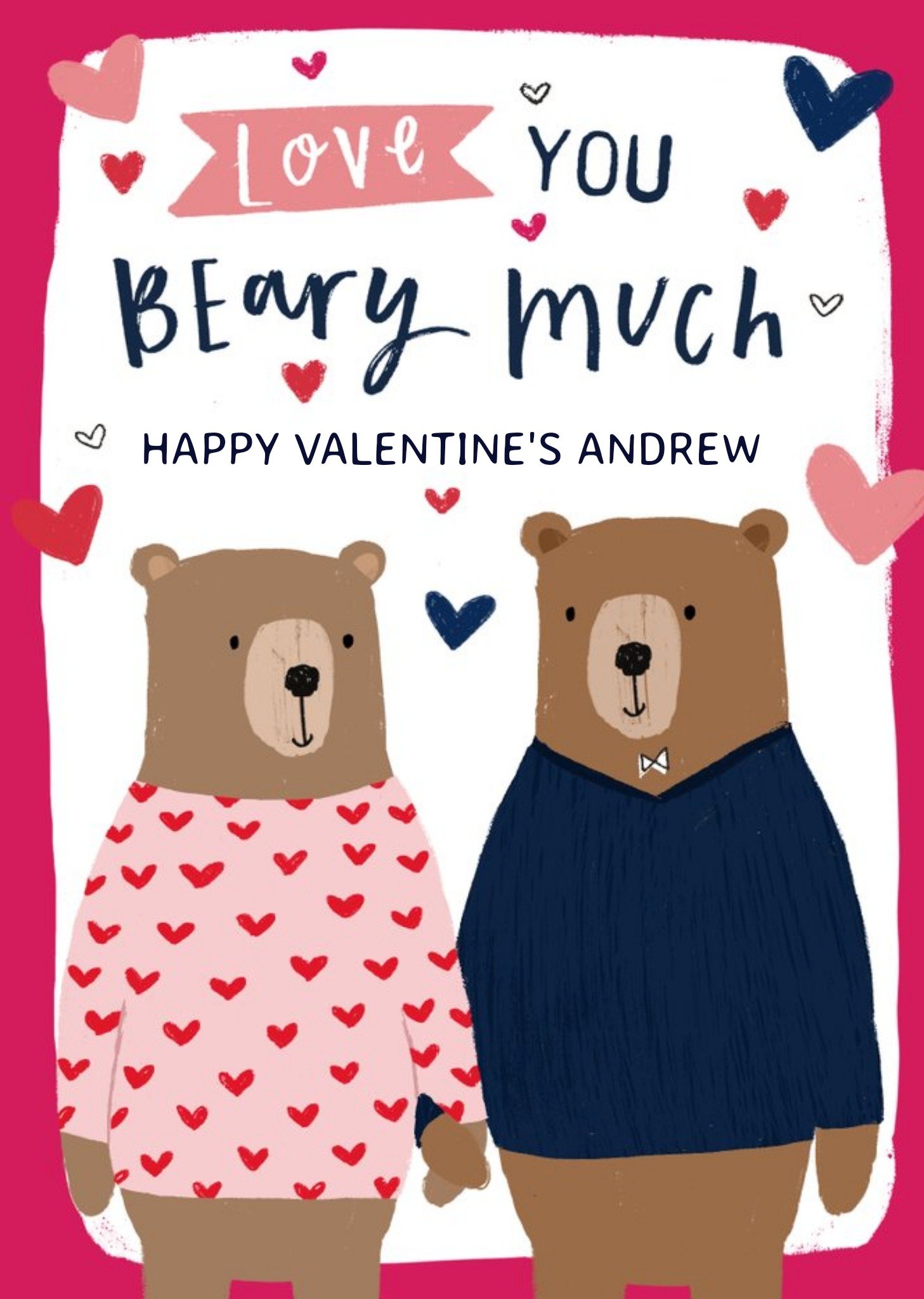 Cute Bears Love You Beary Much Valentines Day Card Ecard