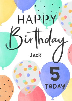 Okey Dokey Illustrated Balloons Personalised Age Birthday Card