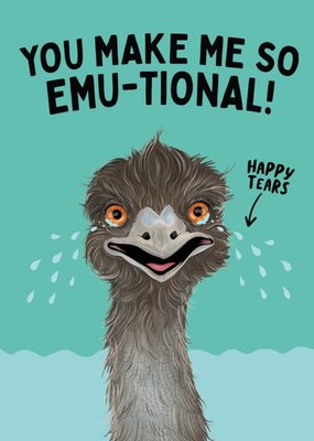 Illustration Of An Emotional Emu Funny Pun Congratulations Card