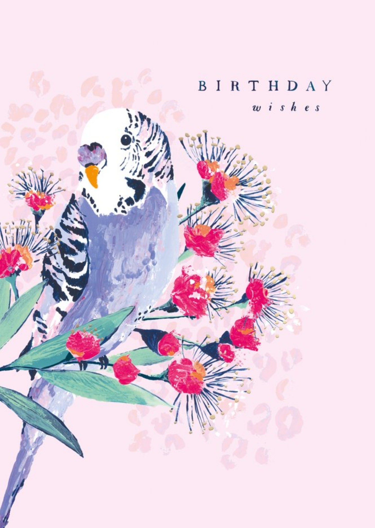 Moonpig Bird Floral Paint Birthday Wishes Card Ecard