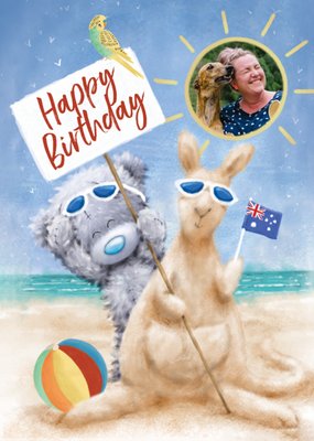 Sand Kangeroo Tatty Teddy Photo Upload Birthday On The Beach Card