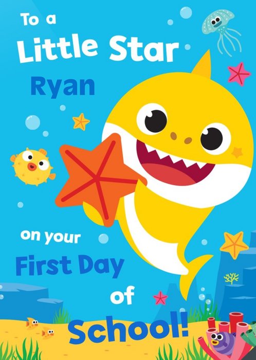 Cute Baby Shark First Day Of School Card