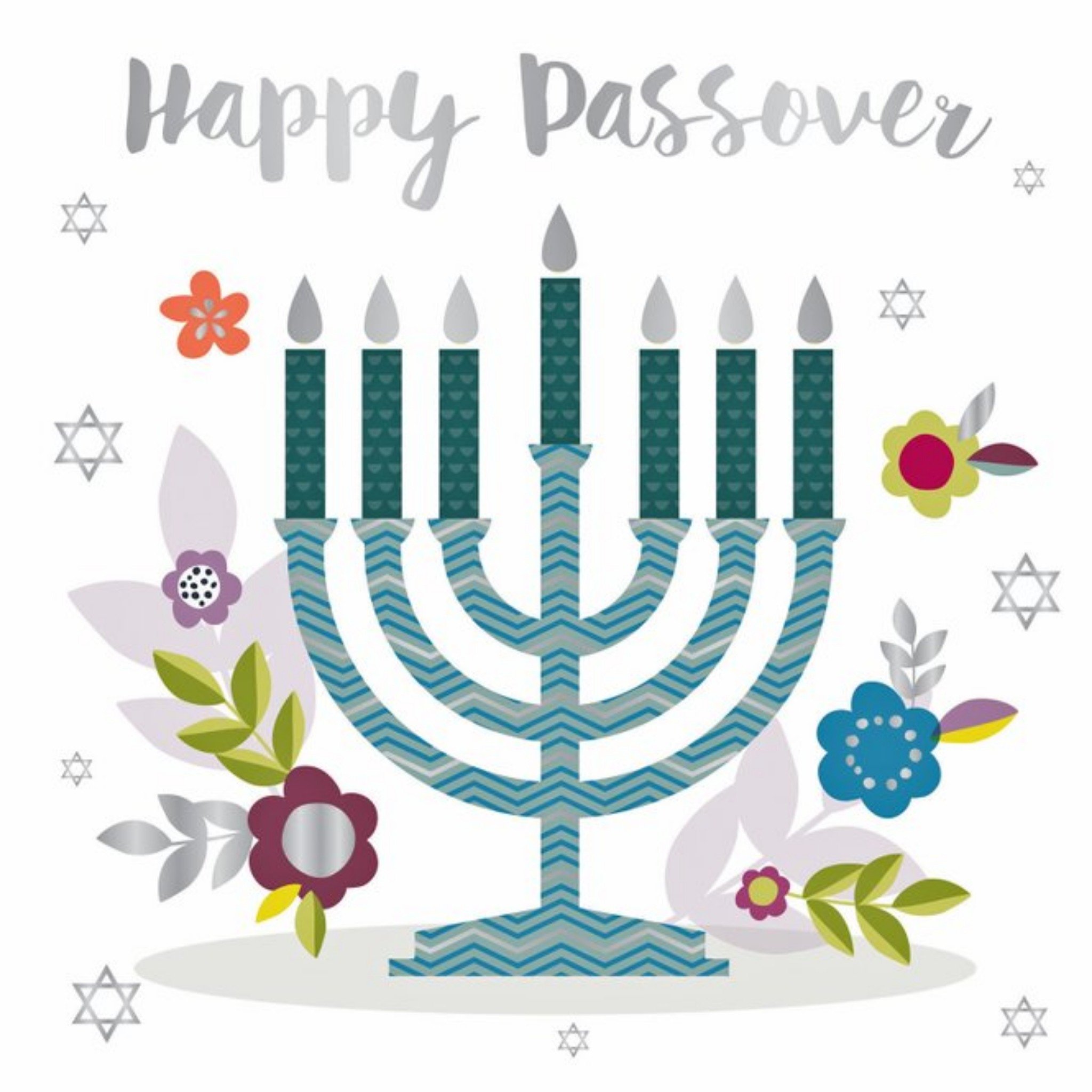 Happy Passover Candles Card, Square