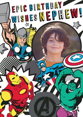 Marvel Comics Nephew Epic Birthday photo upload card