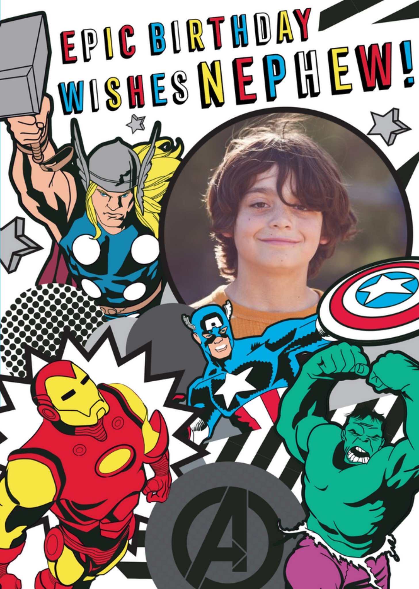Marvel Comics Nephew Epic Birthday Photo Upload Card, Large