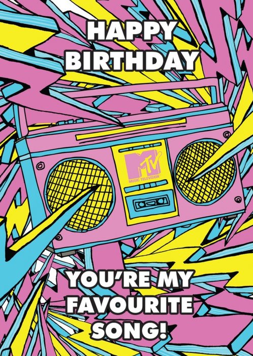 MTV Classic You're My Favourite Song Abstract Boombox Retro Birthday Card