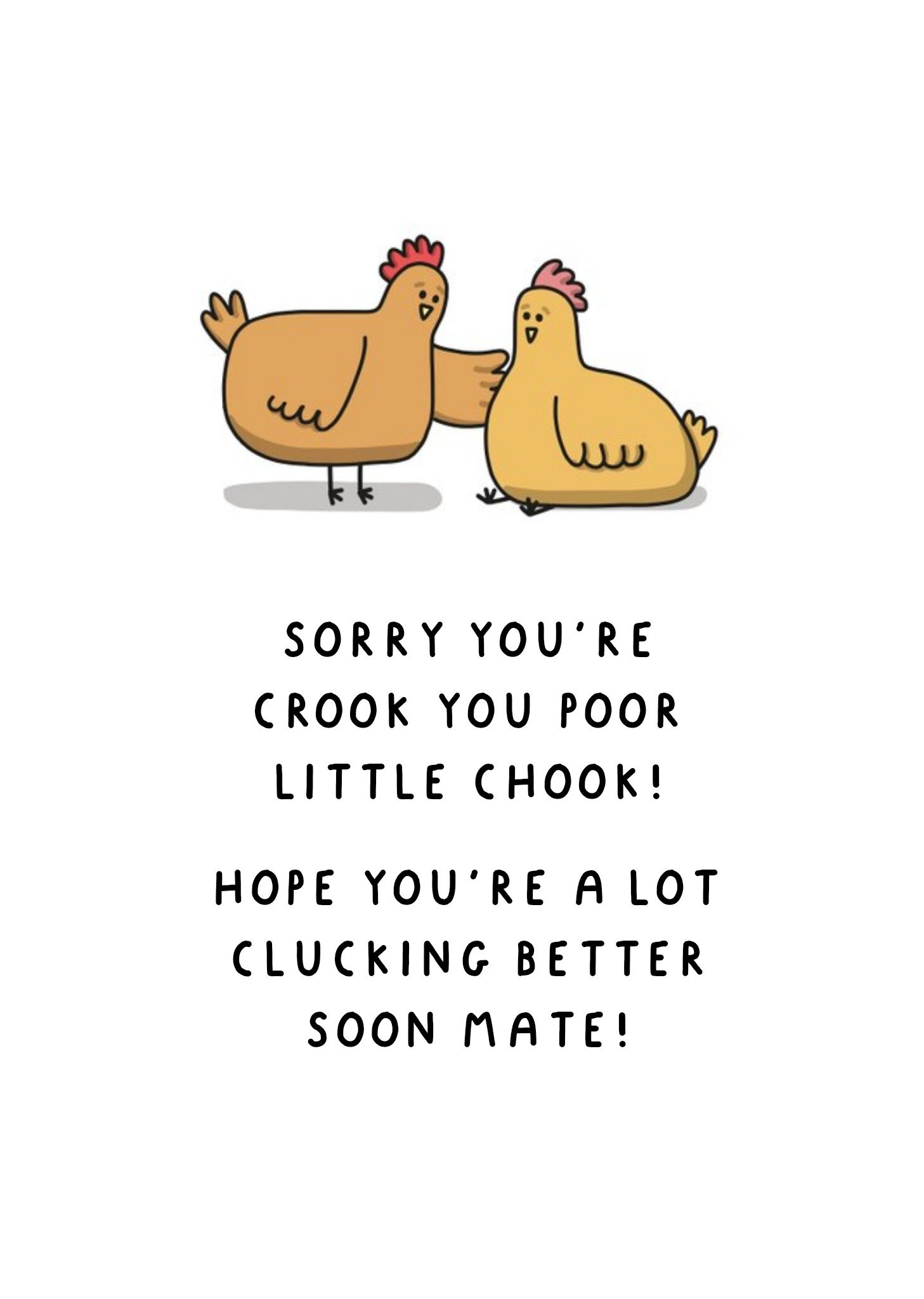 Moonpig Illustration Of Two Chickens Humorous Get Well Soon Card, Large
