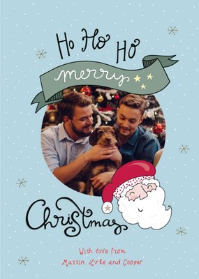 Illustrated Ho Ho Ho Photo Upload Christmas Card