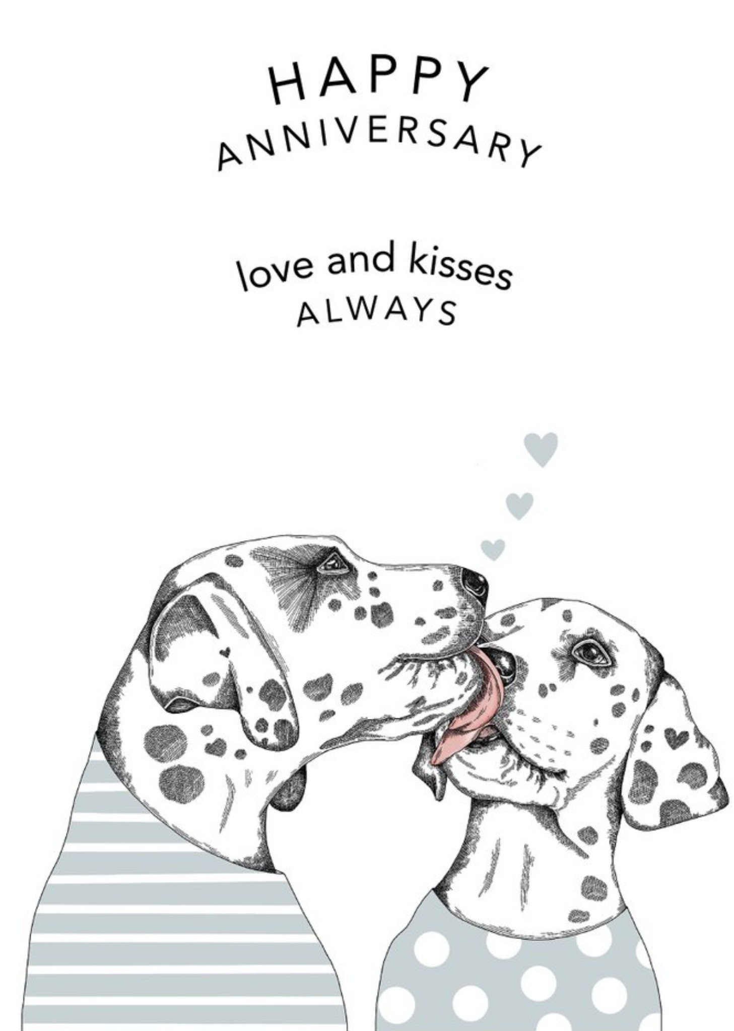 Love Hearts Dotty Dog Art Illustrated Animal Anniversary Cute Australia Dogs Card