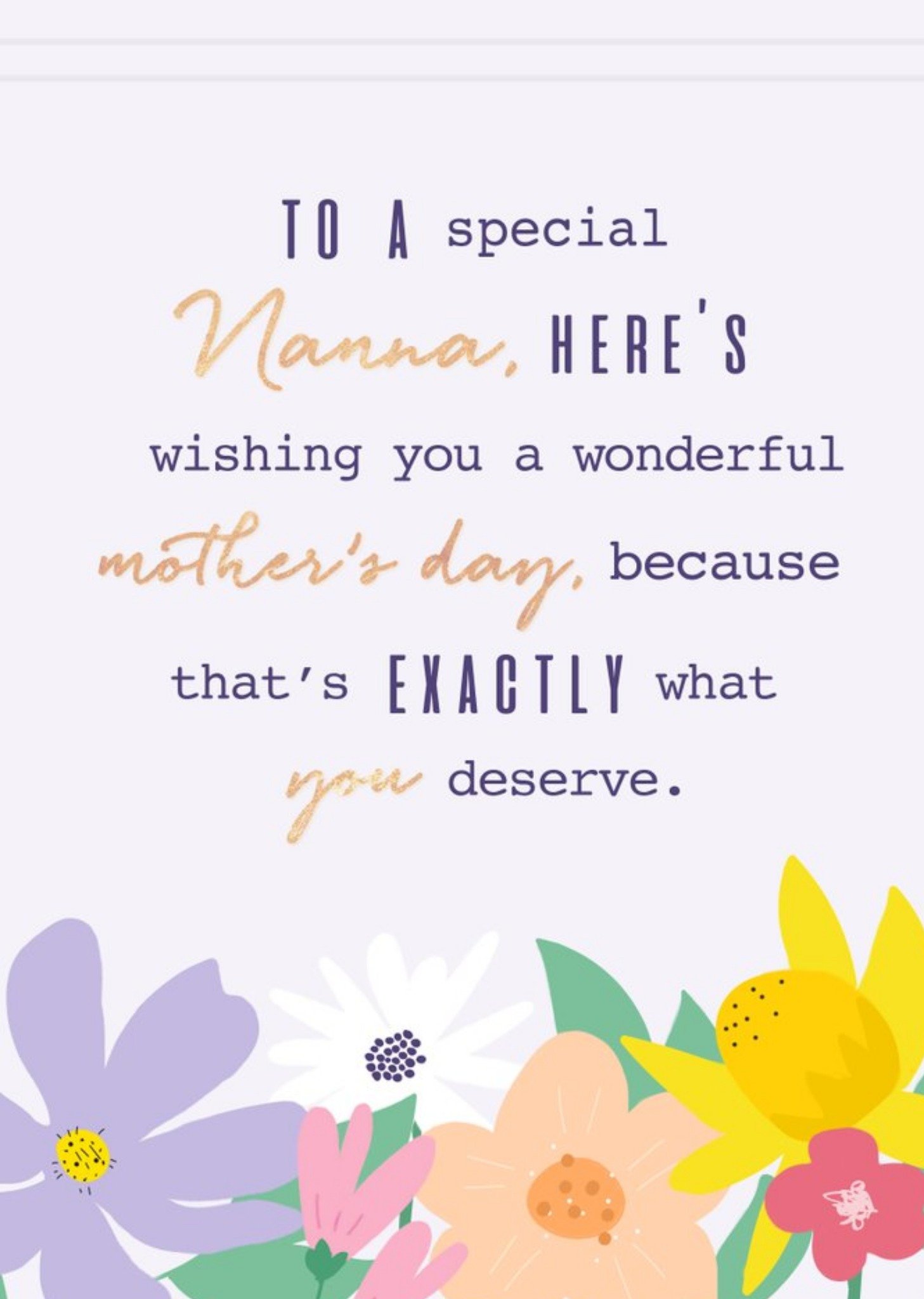 Moonpig Illustrated Floral To A Special Nanna Mothers Day Card, Large