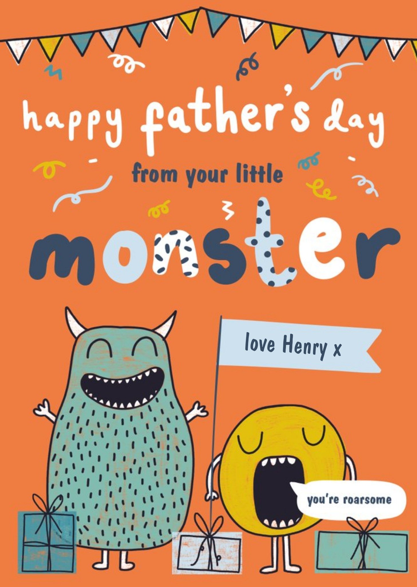 From Your Little Monster You're Roarsome Happy Father's Day Card Ecard