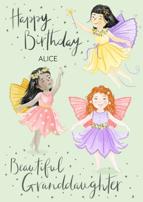 Fairies Birthday Card For Granddaughter
