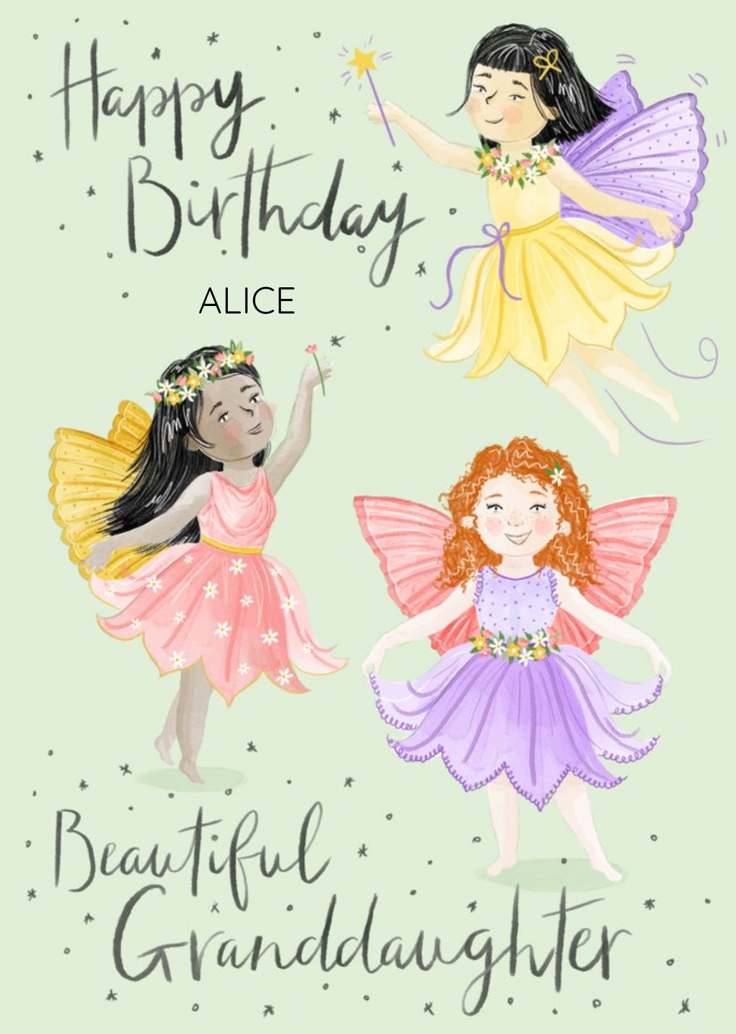 Okey Dokey Design Fairies Birthday Card For Granddaughter Ecard