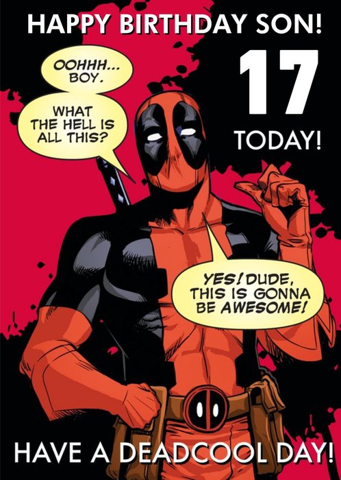 Funny Deadpool 17th Birthday Card For Your Son | Moonpig
