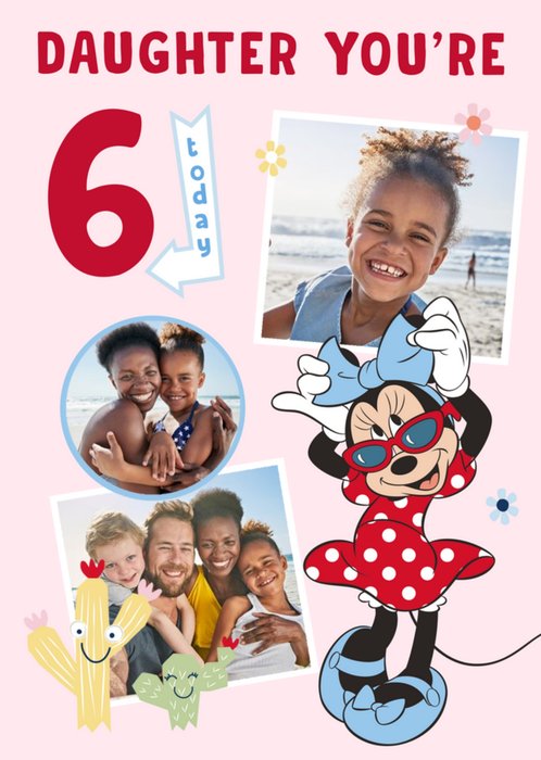 Disney Minnie Mouse 6 Today Photo Upload Birthday Card