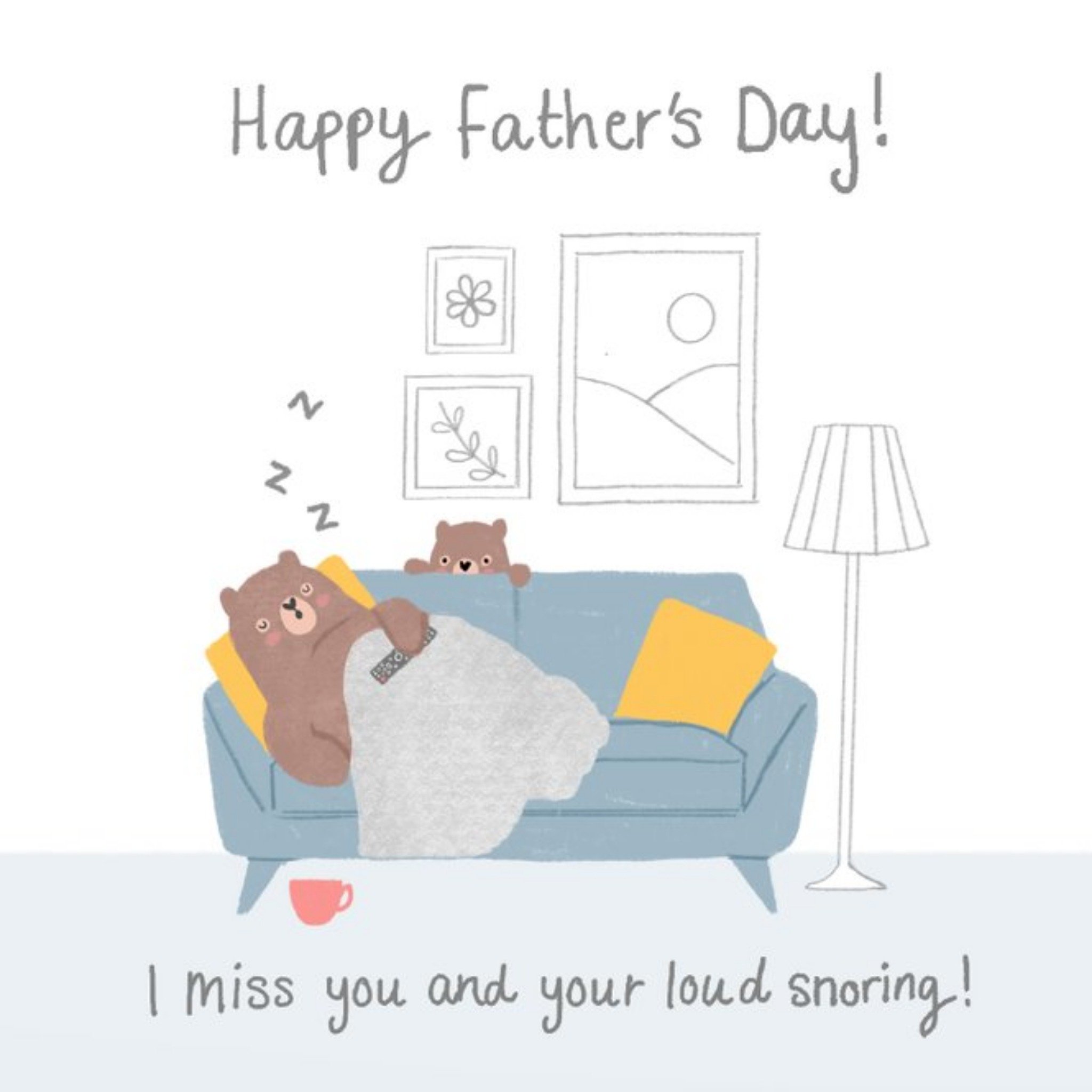 Moonpig Sleeping Bear Happy Father's Day I Miss You And Your Loud Snoring Card, Square