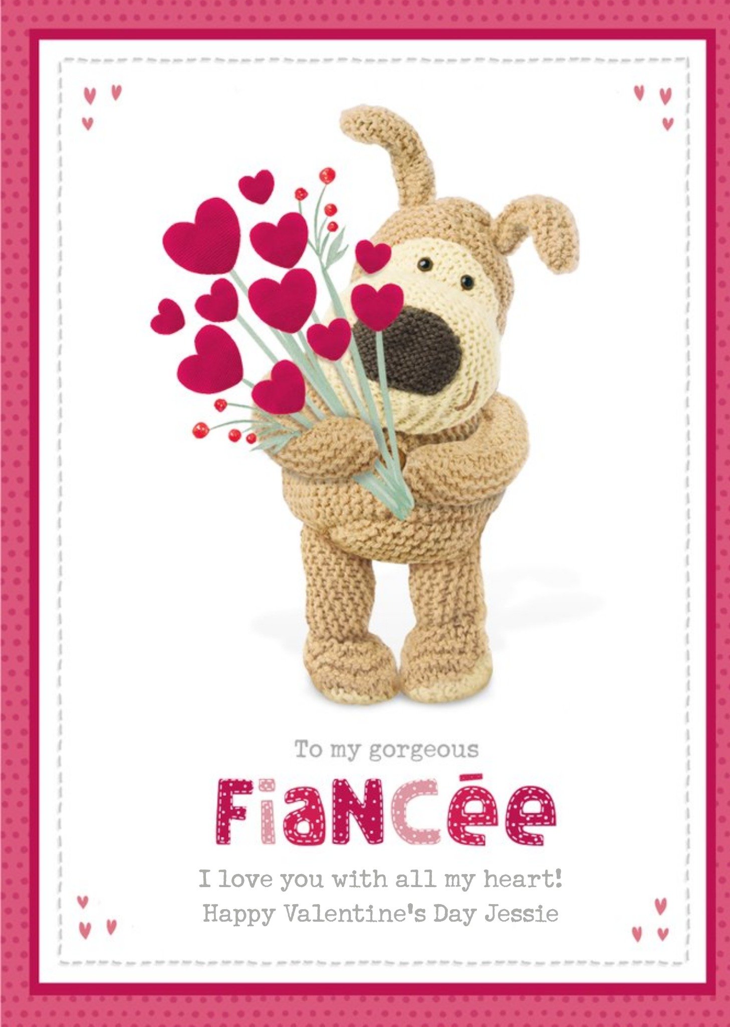 Cute Boofle To My Gorgeous Fiancee Valentine's Day Card, Large