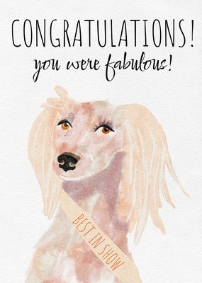 Watercolour Illustration Dog With Sash Congratulations Card