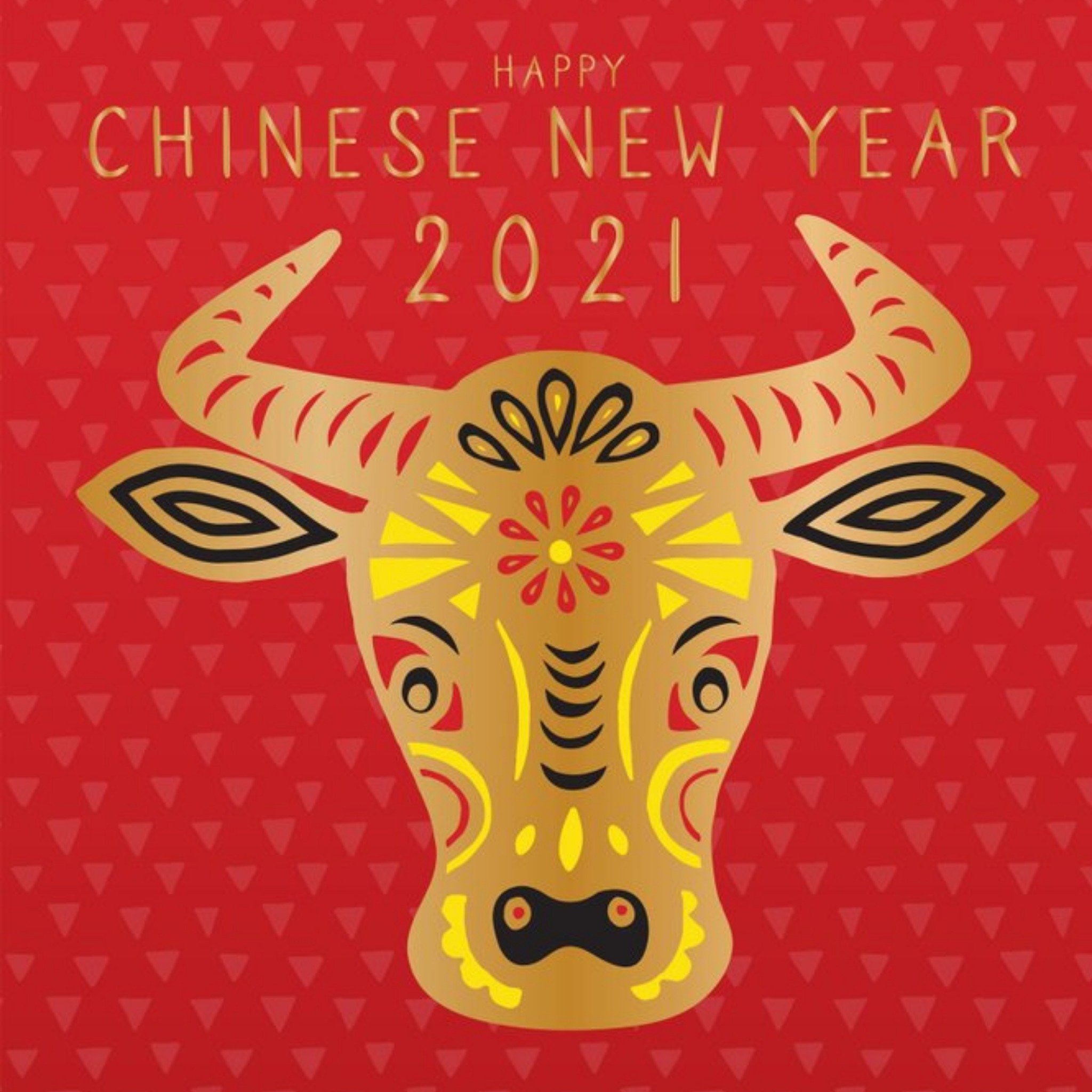 Ox Illustration 2021 Chinese New Year Card, Square