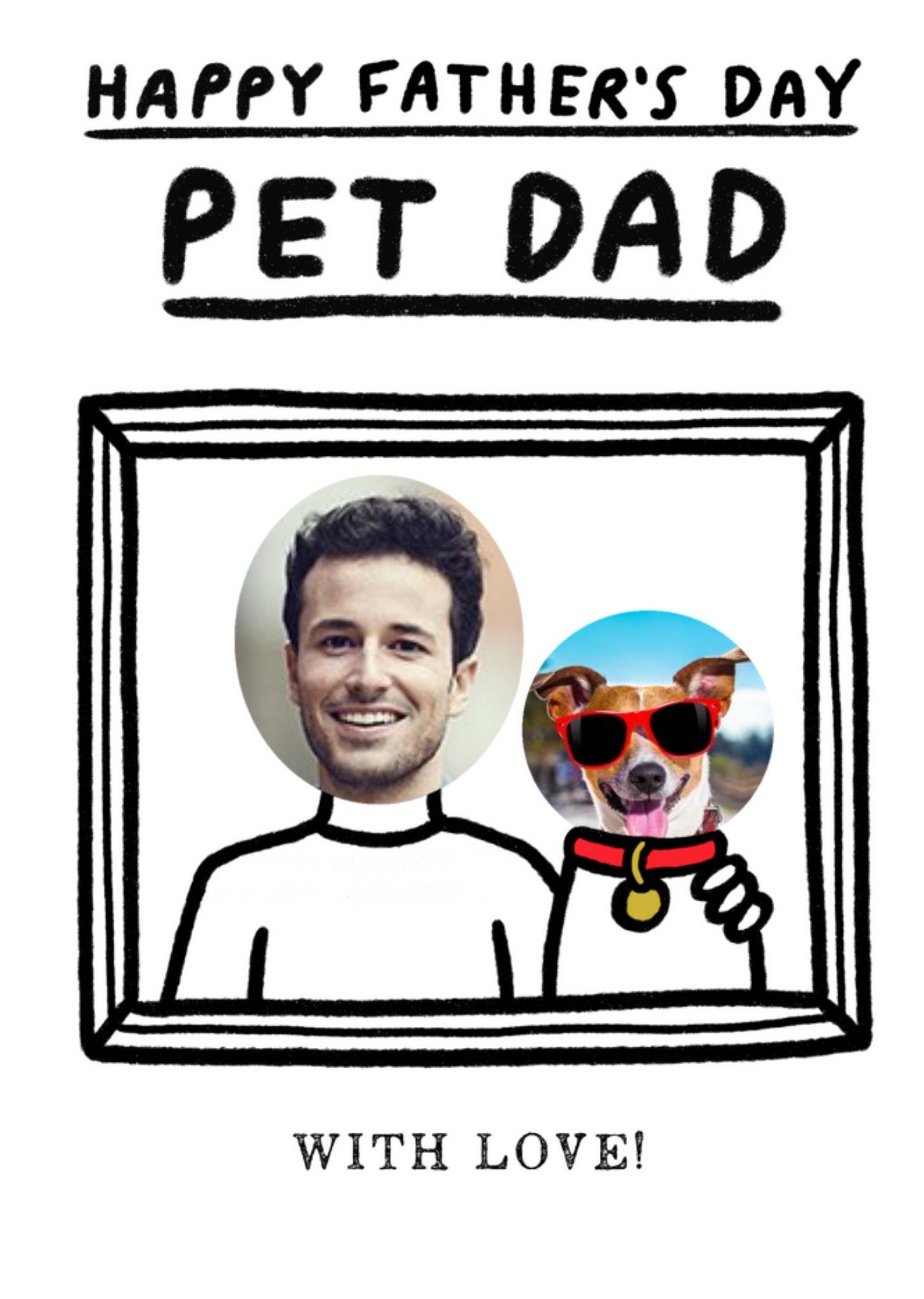 Pigment Line Drawing Cute Photo Upload Father's Day Dog Card Ecard