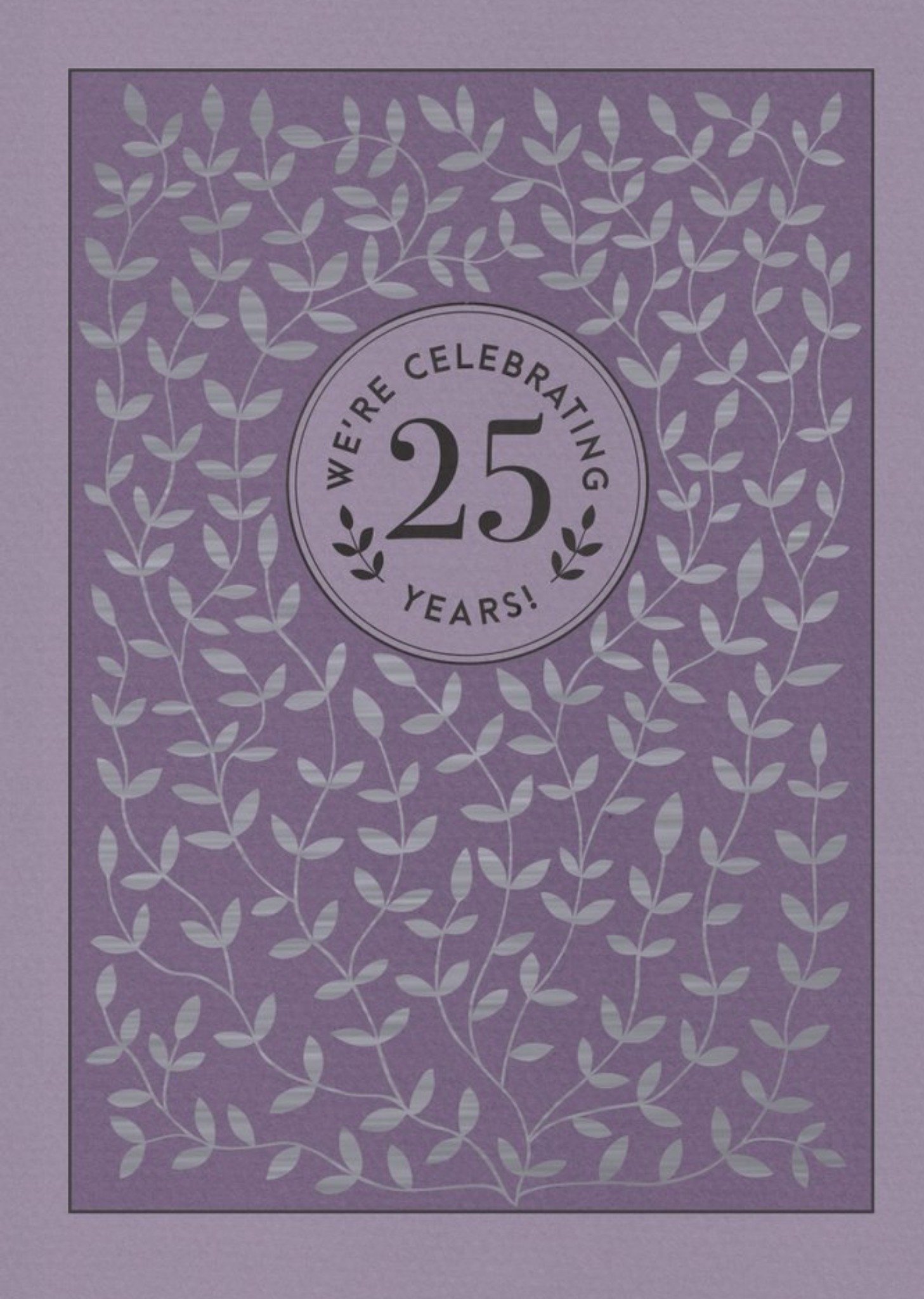 Moonpig Plum And Silver Flowers 25th Anniversary Party Invitation, Standard Card