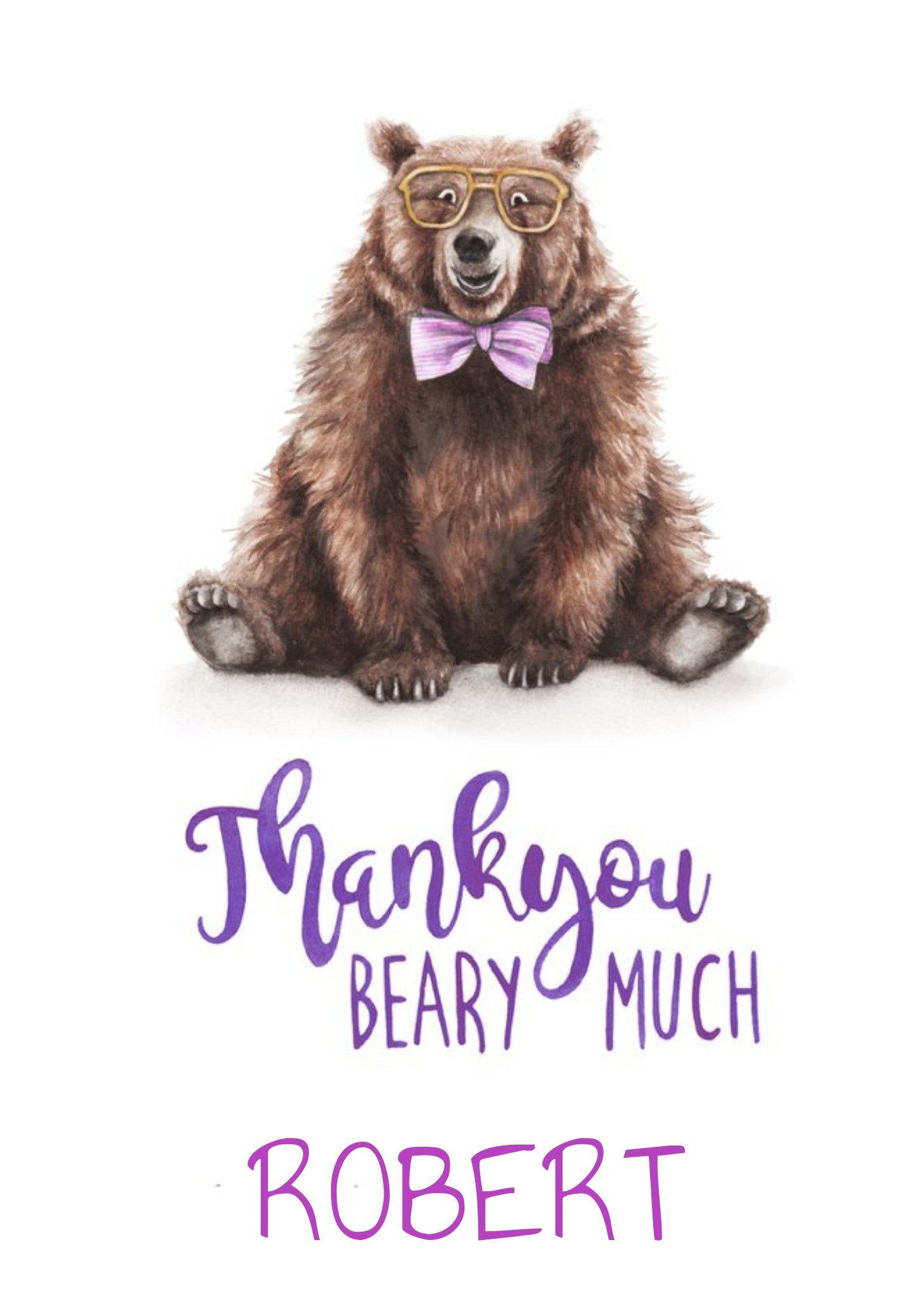 Moonpig Illustration Bear Thankyou Beary Much Thank You Card Ecard