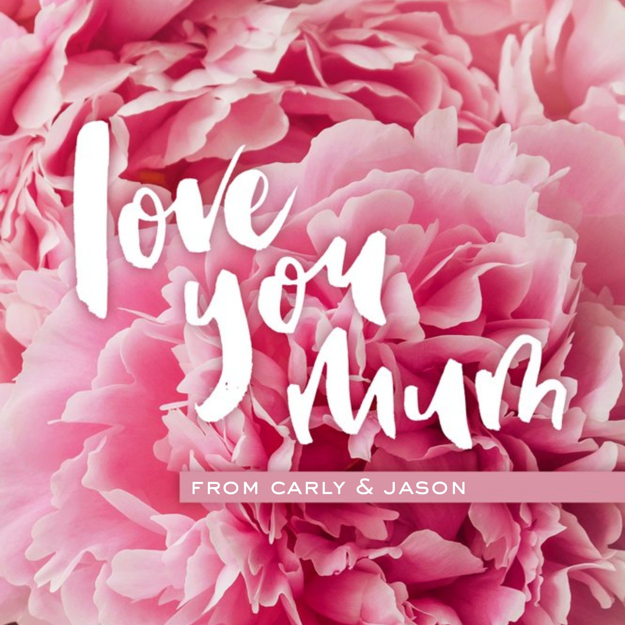 Mother's Day Card Love You Mum Pink Peony, Square