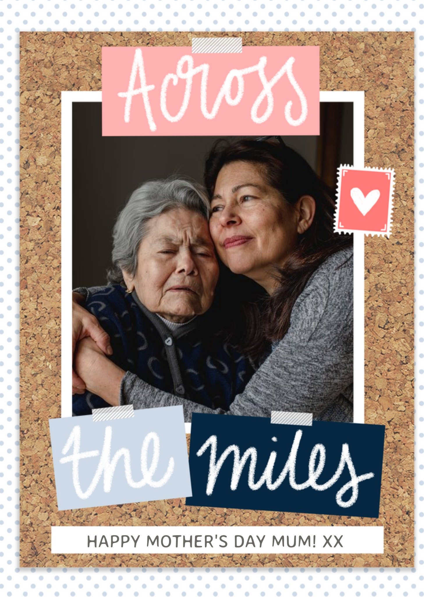 Moonpig Corkboard And Photo Love Across The Miles Happy Mother's Day Card Ecard