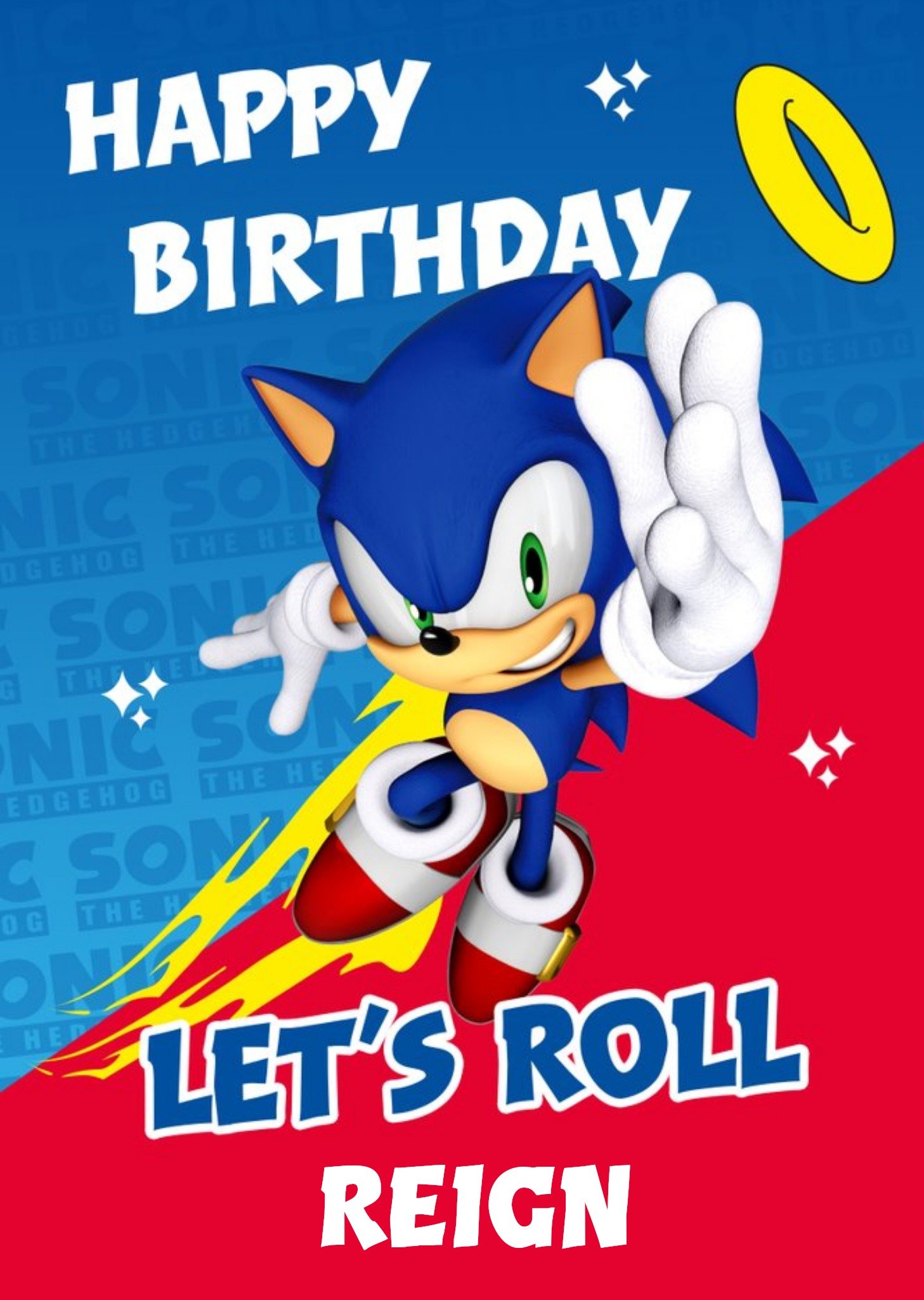 Sega Sonic Kids Happy Birthday Let's Roll Card, Large