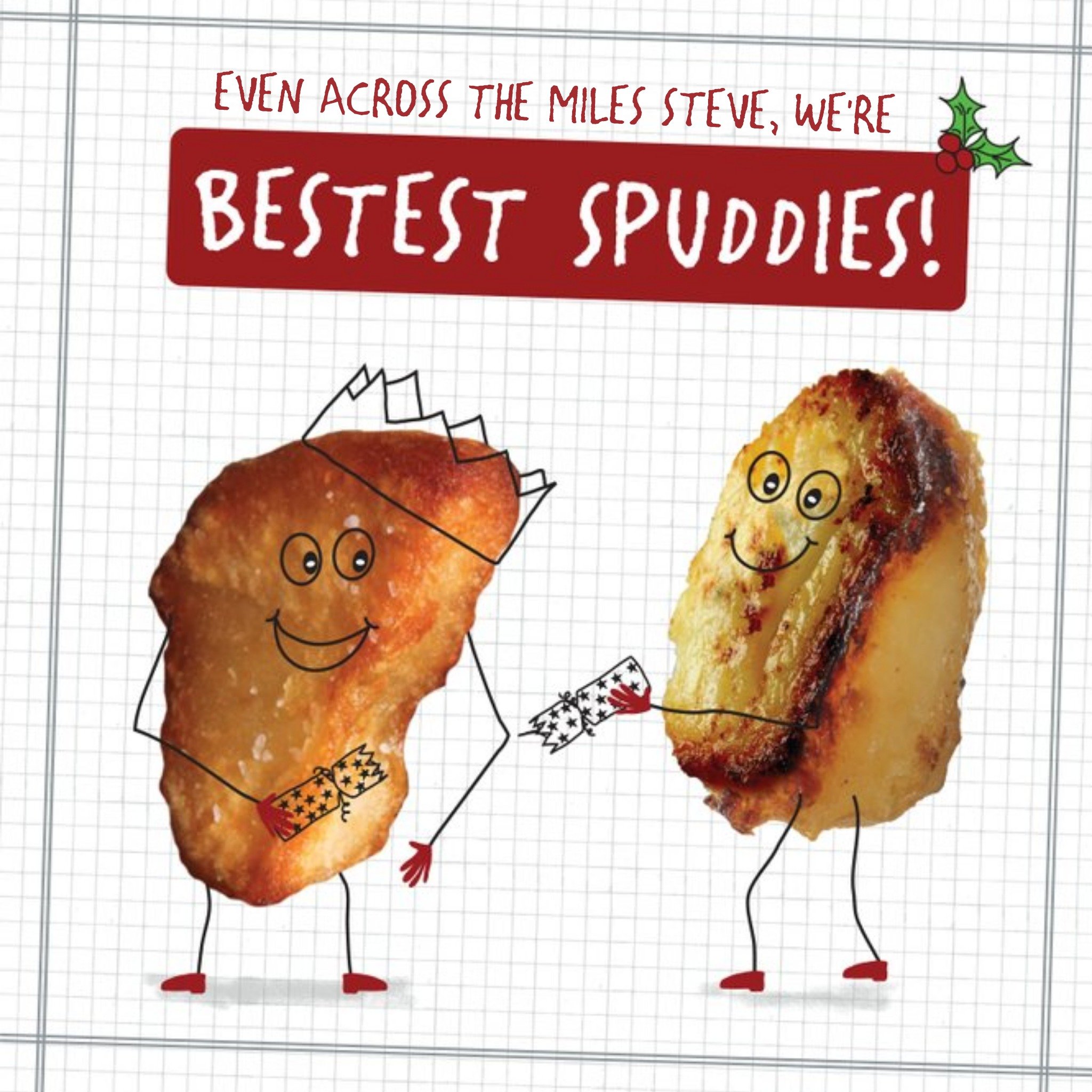 Far Away Best Buds Personalised Christmas Card, Square