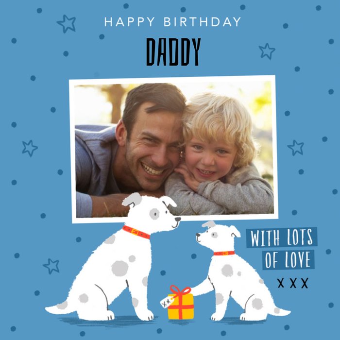 Dog Illustration Photo Upload Dad Birthday Card