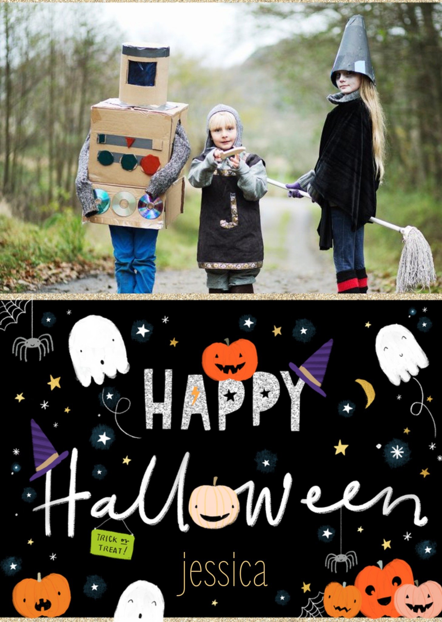 Cute Illustrated Halloween Icons Photo Upload Happy Halloween Card Ecard