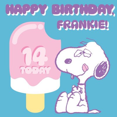 Peanuts Snoopy 14 Today Ice Cream Birthday Card