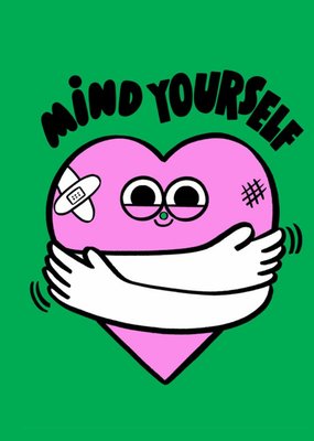 Jacky Sheridan Illustrated Heart Hug Mind Yourself Get Well Soon Card