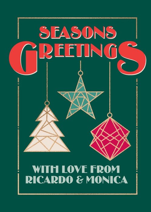 Art Deco Seasons Greetings Christmas Card