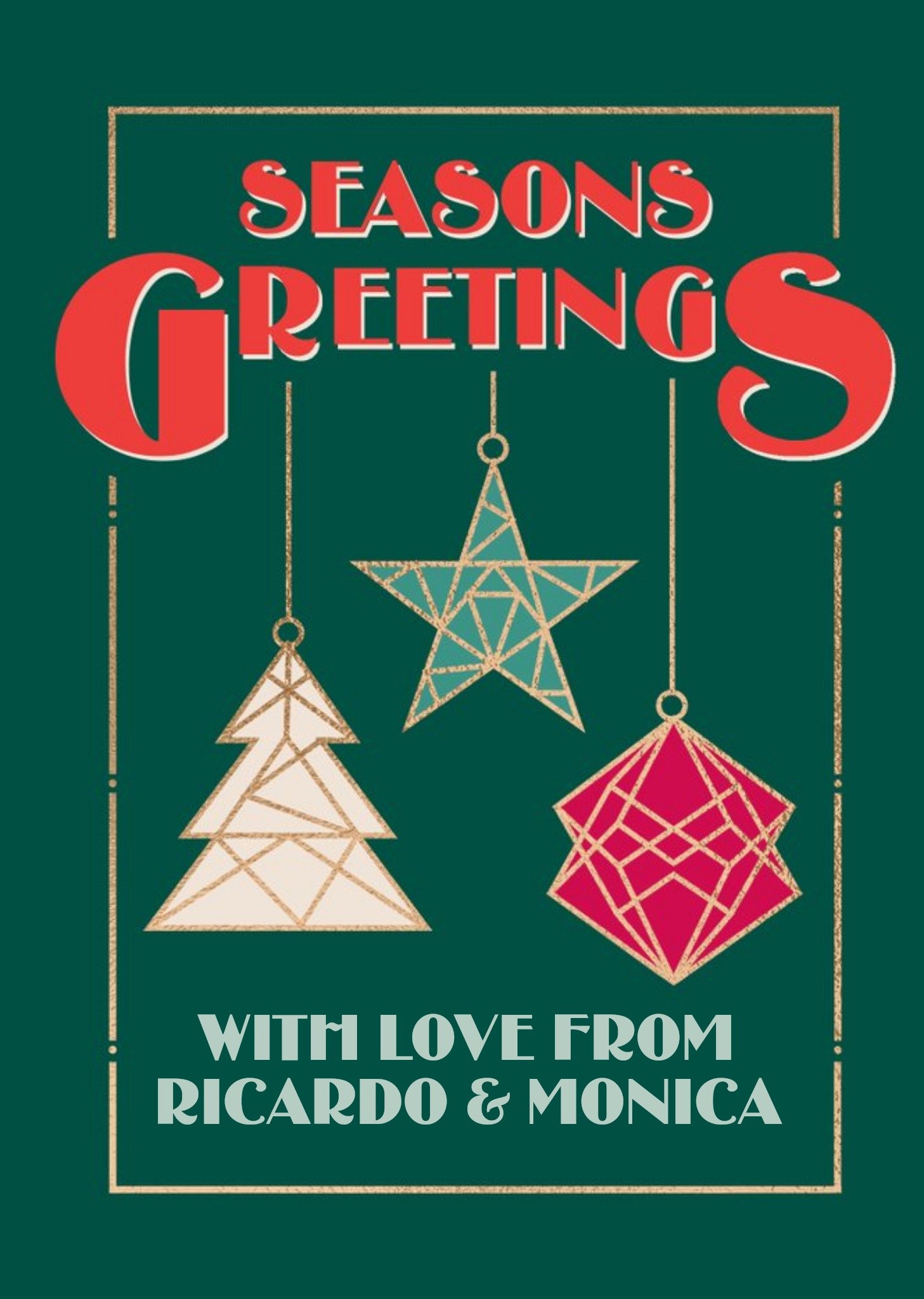 Art Deco Seasons Greetings Christmas Card Ecard