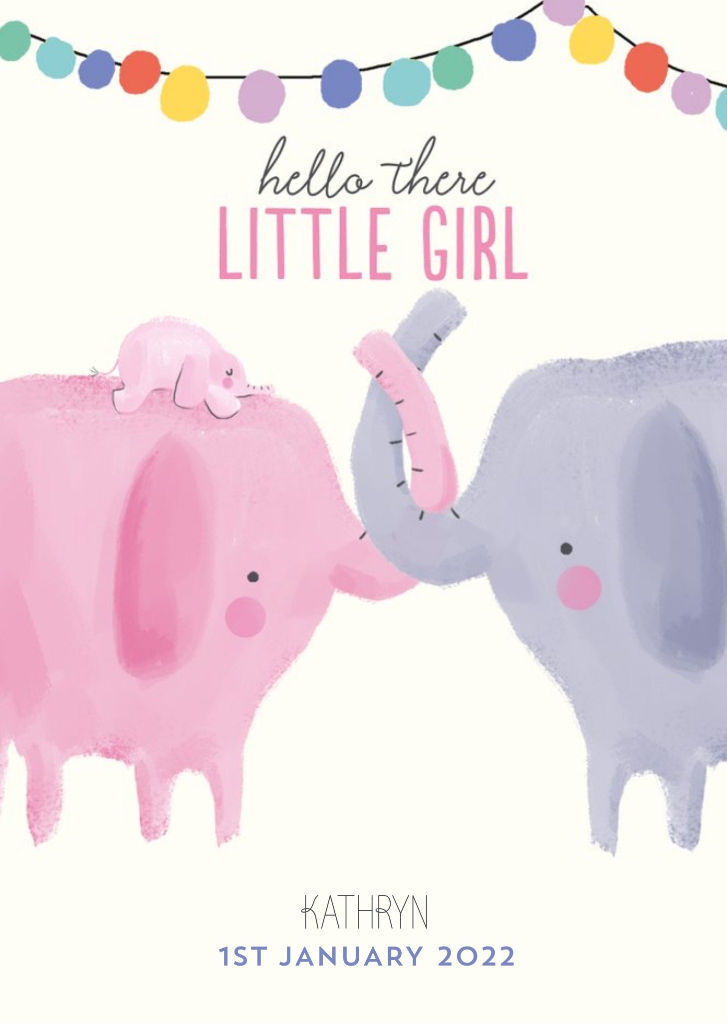 Moonpig Cute Hello There Little Girl Baby Card, Large