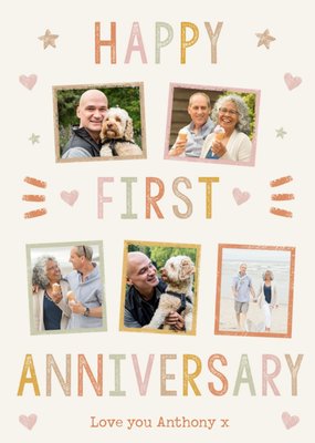 Happy First Anniversary 5 Colourful Photo Upload Frames For Partner