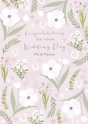 Pink Floral Wedding Congratualtions Card