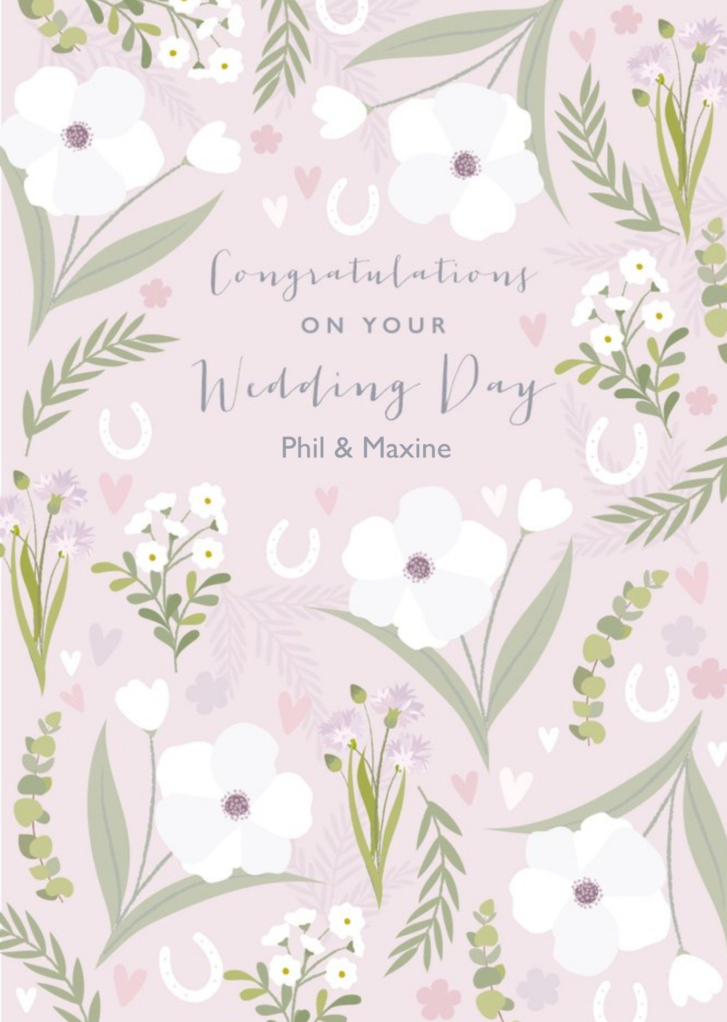 Moonpig Pink Floral Wedding Congratualtions Card, Large