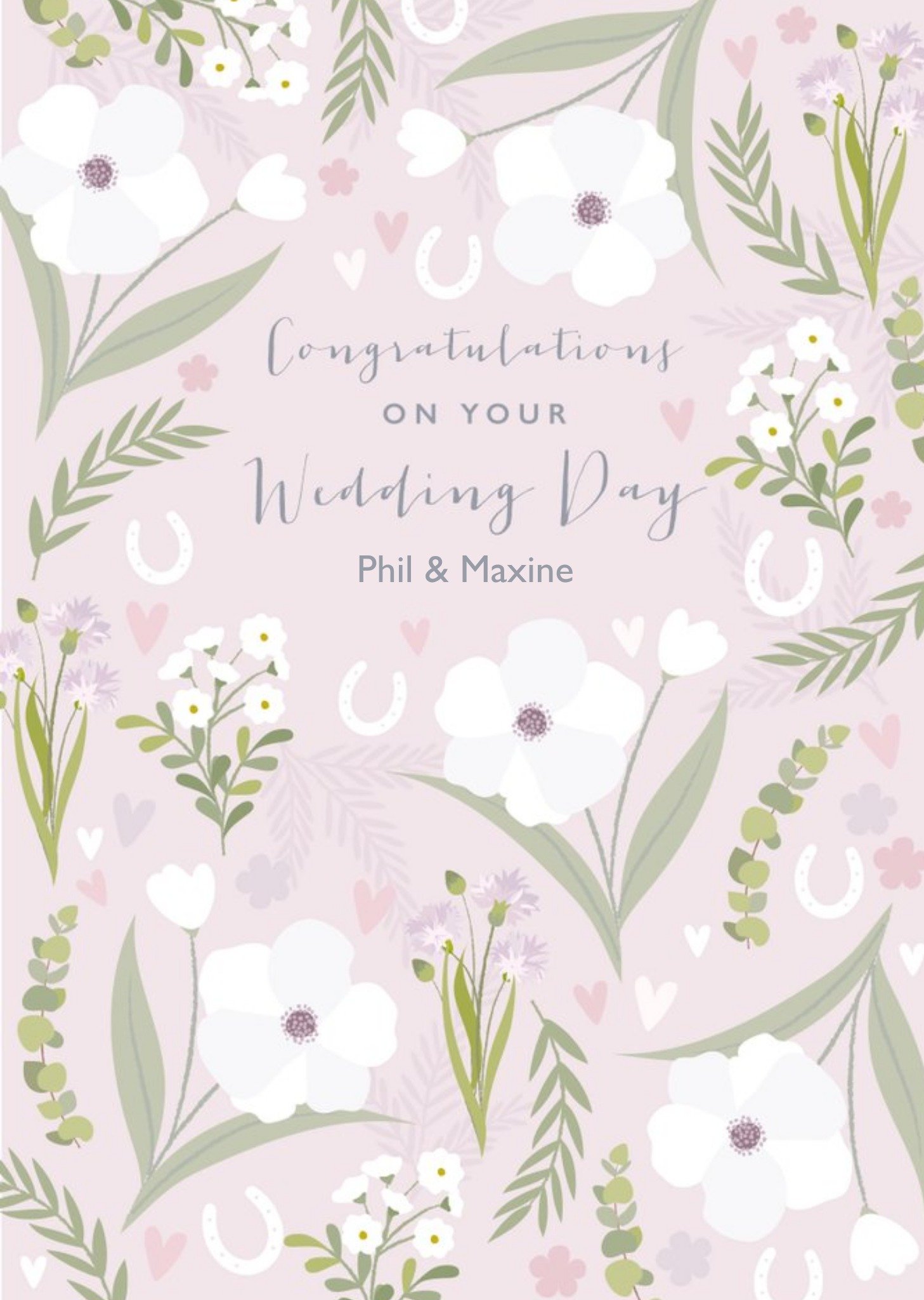 Pink Floral Wedding Congratualtions Card