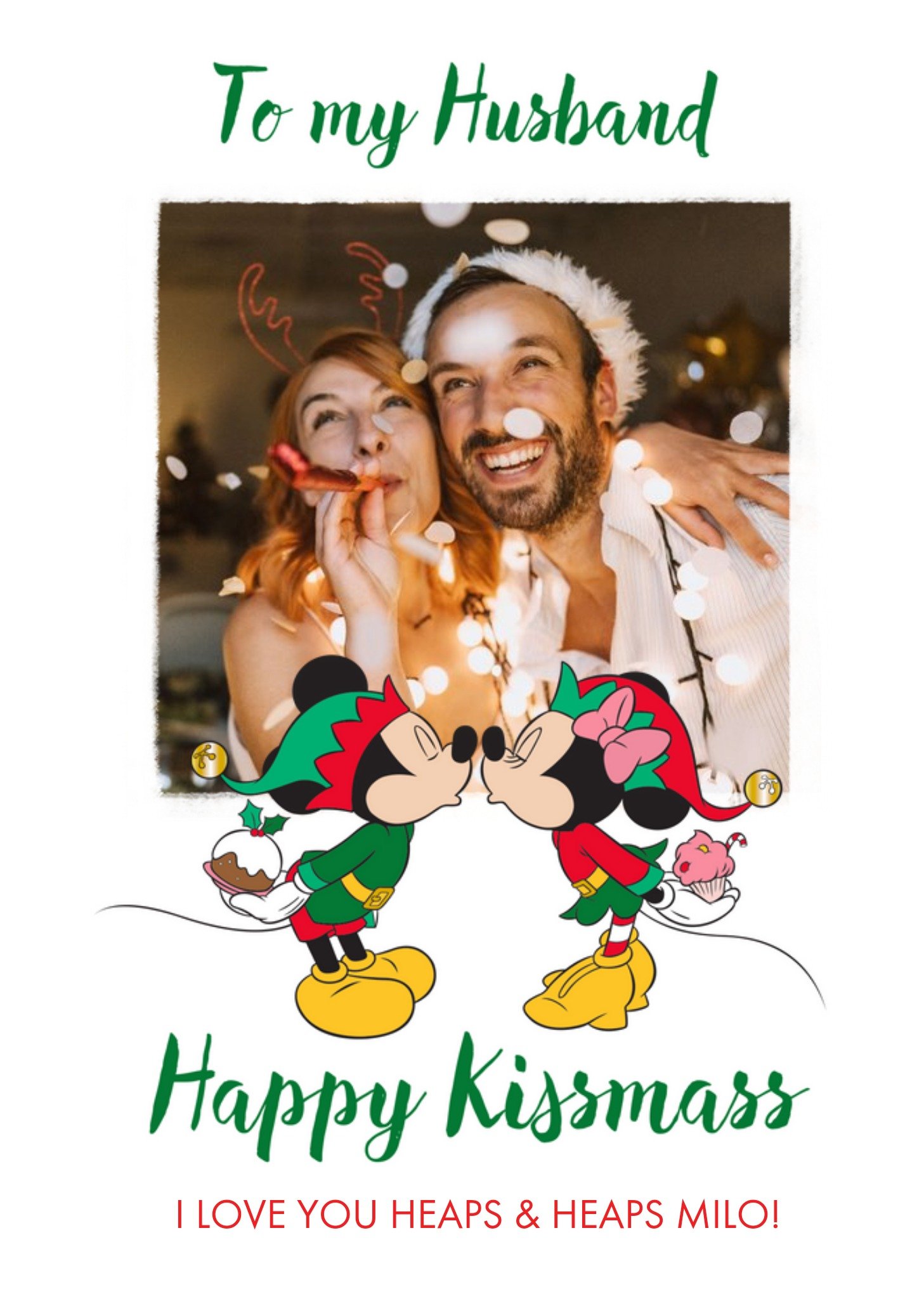 Moonpig Disney Mickey And Minnie Mouseto My Husband Happy Kissmas Christmas Card Ecard